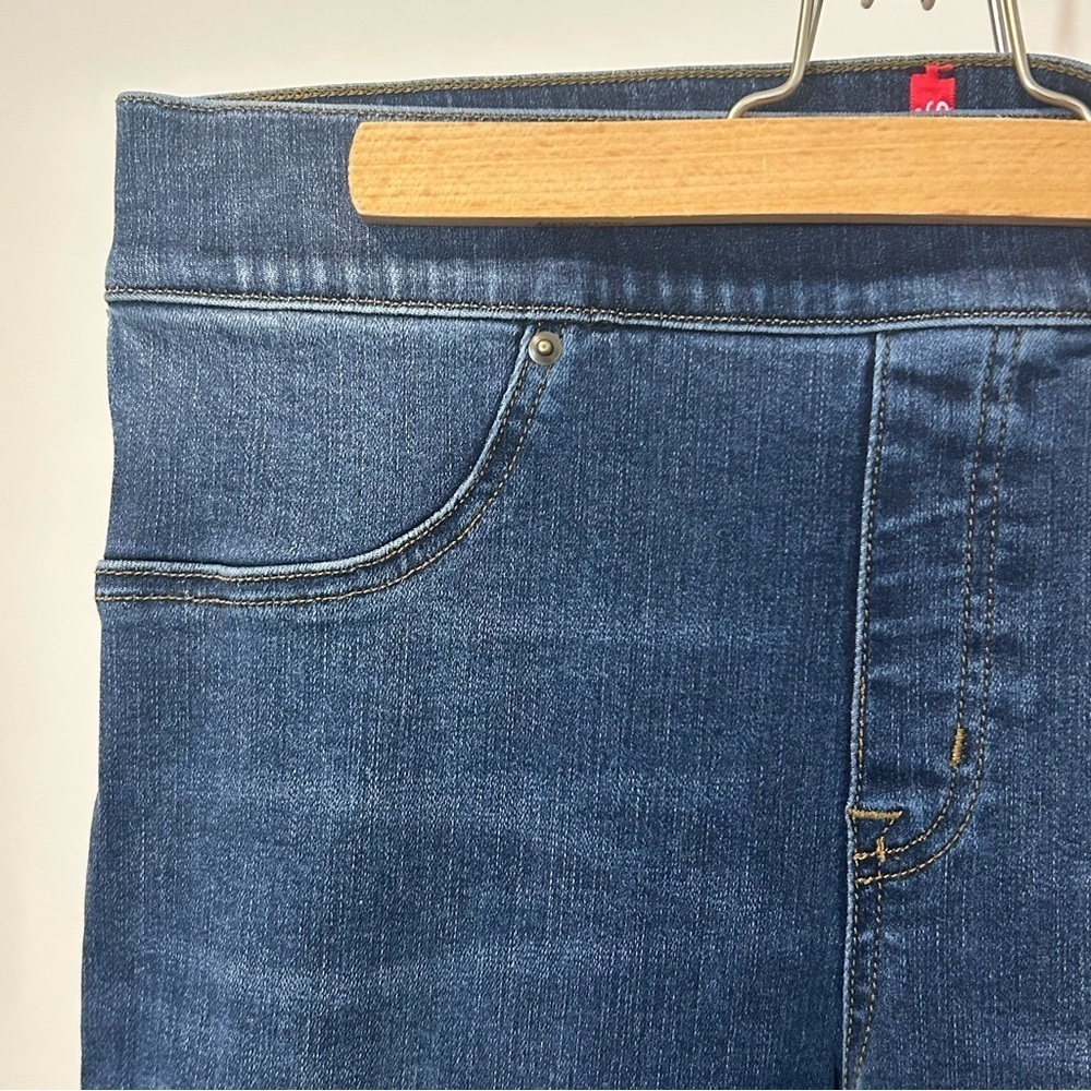 SPANX Medium Wash Distressed Pull-On Raw Hem Denim Leggings - Picture 6 of 14